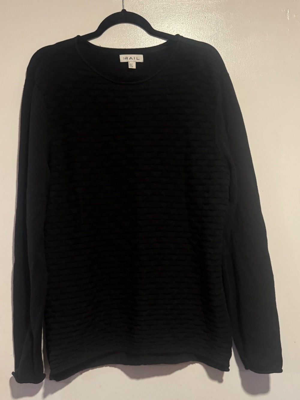 The Rail Nordstrom Black Textured Cotton Sweater Size L Fall 2015